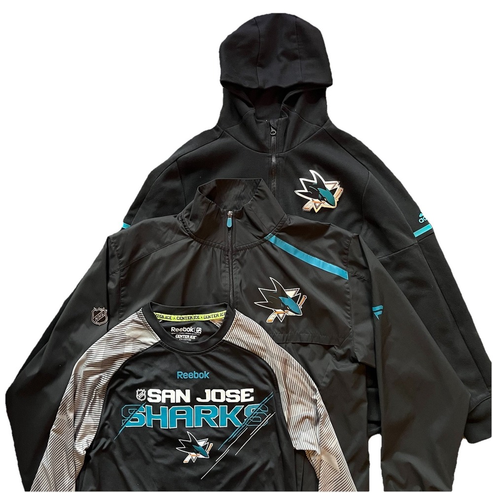 NHL San José Sharks Tops Bundles Small- Long Sleeve, Zip Up, Hooded Sweatshirt
